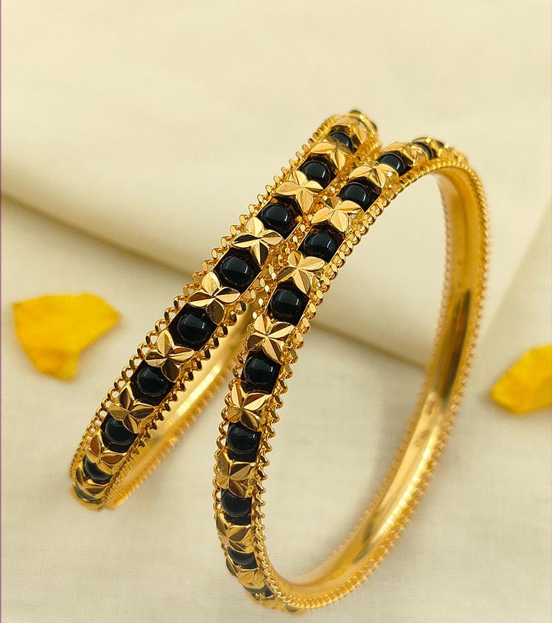 Handcrafted Gold Bangles with Karimani Design