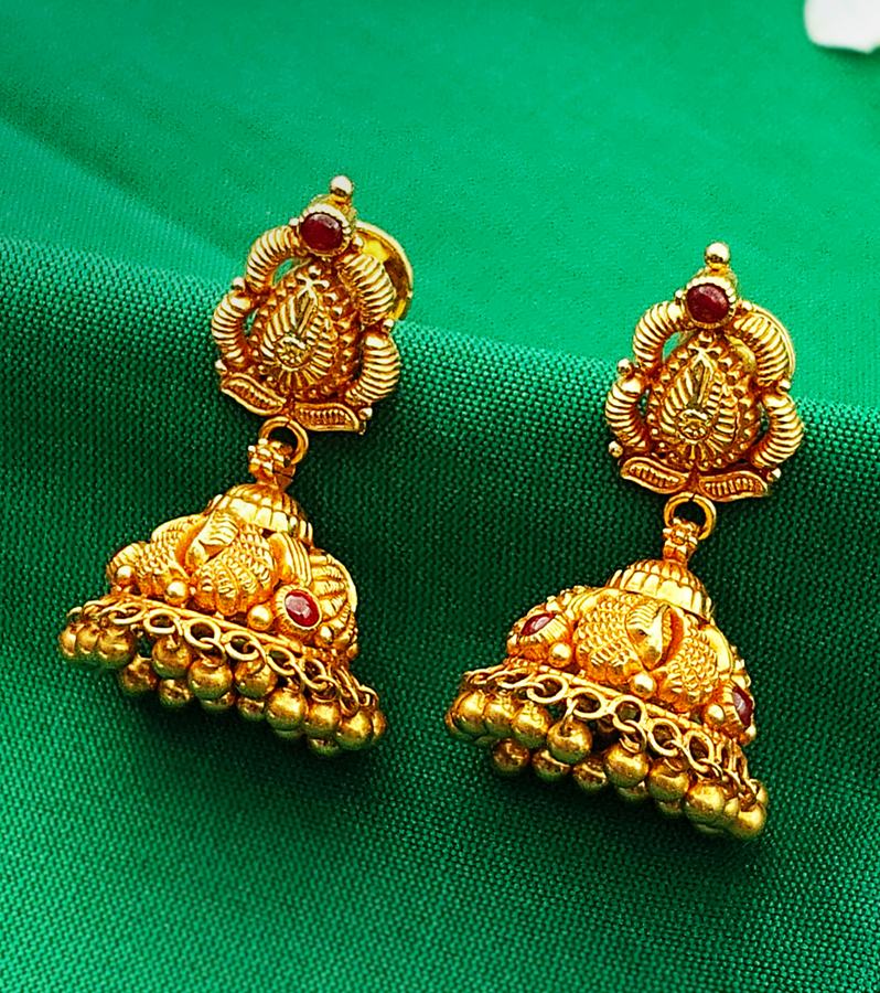 Modern Classic Floral Style Golden Jhumka
