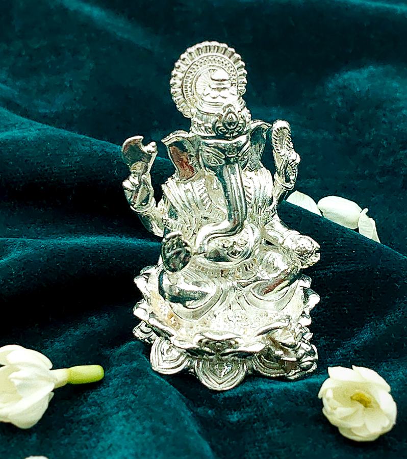 Classical Divine Silver Ganesha Murti