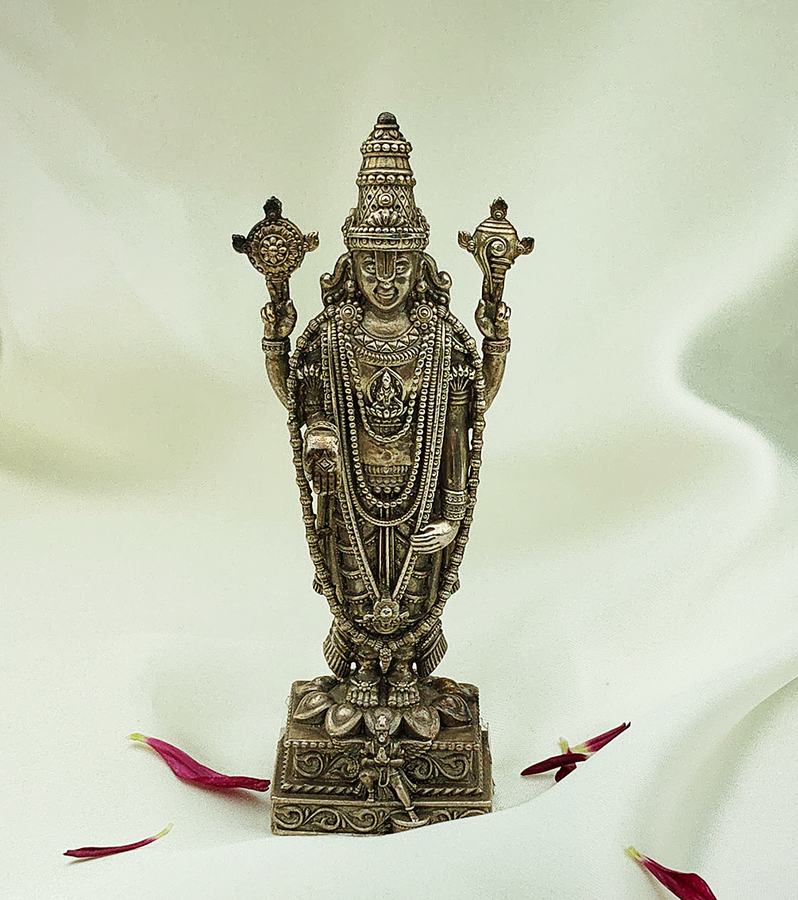 Silver Tirupati Balaji Murti with Garuda