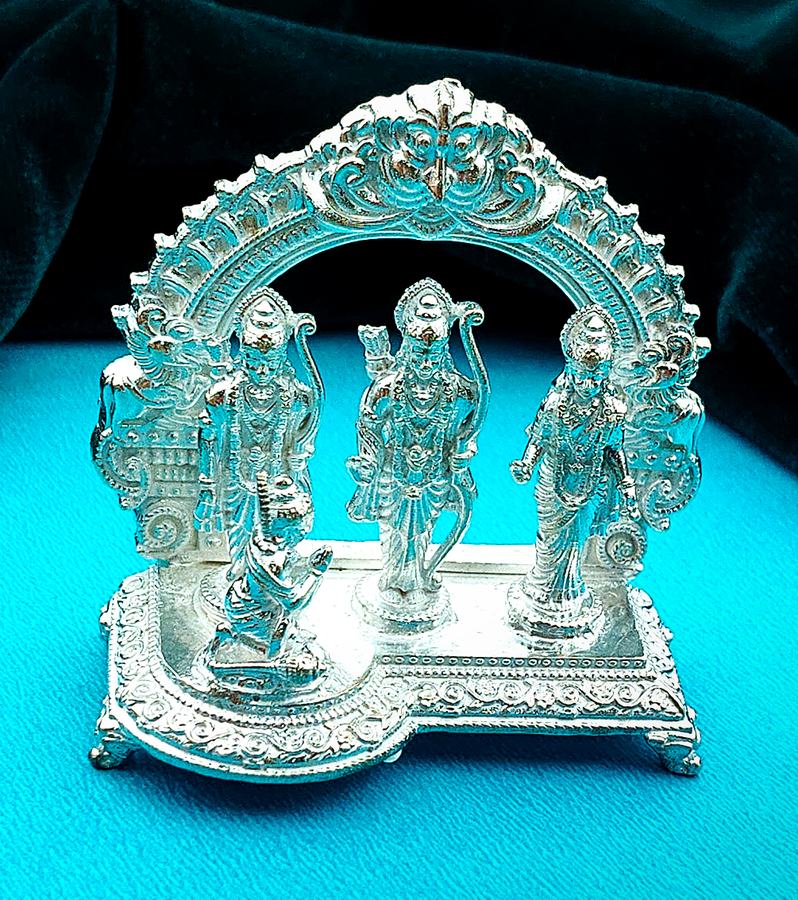 Auspicious Divine Silver Ram Darbar Prabhavali Murti