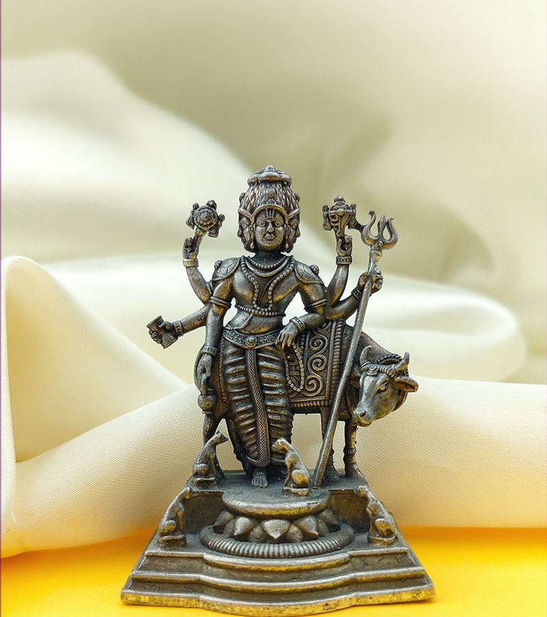 Handcrafted Antique Silver Lord Dattatreya Idol
