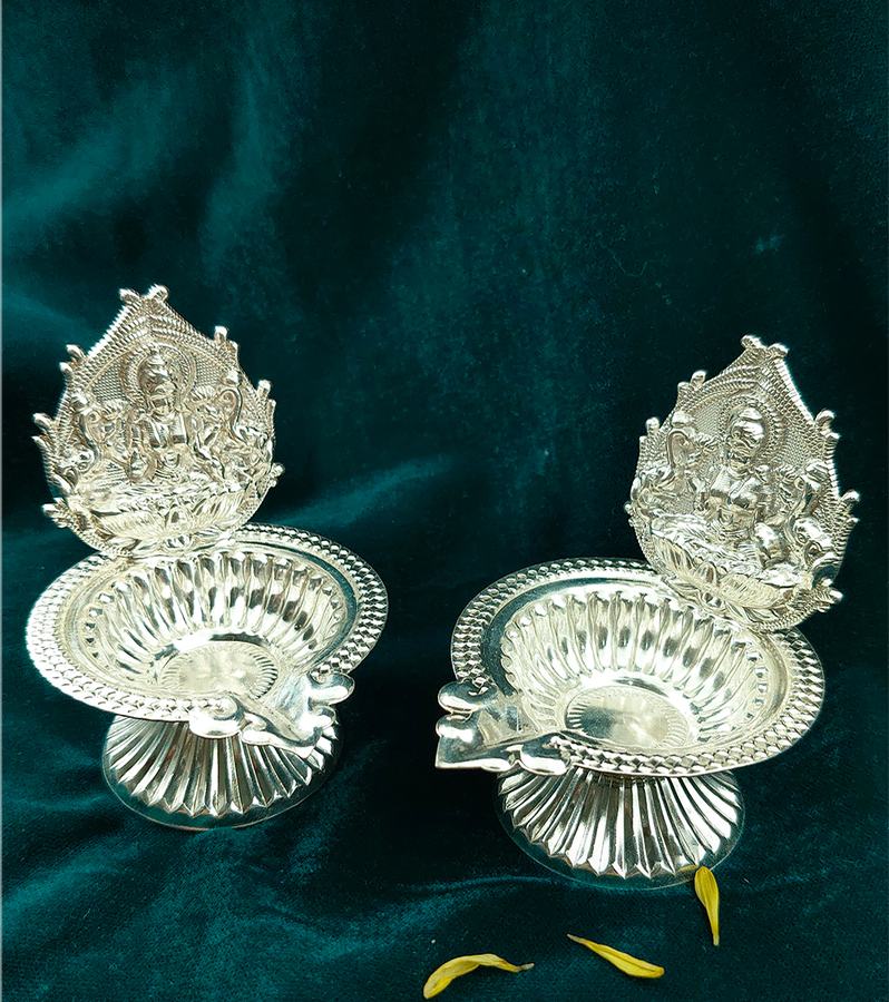 Beautiful Silver Gajalakshmi Silver Deepam