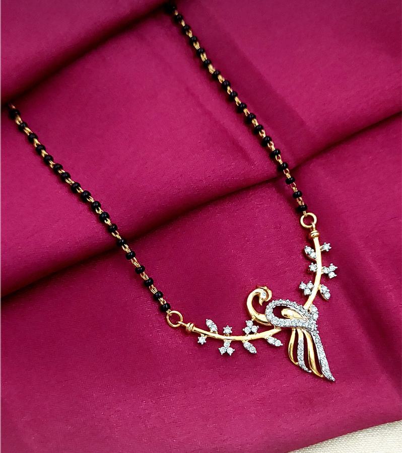 Mangalsutra & Diamond Pendant with Peacock Motifs