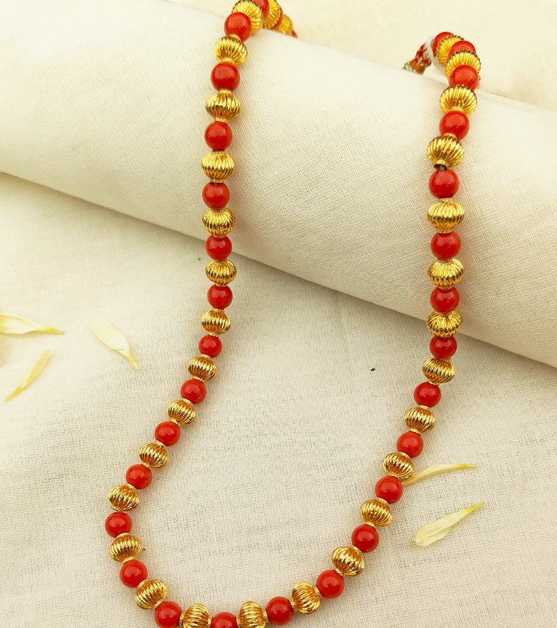 Traditional Intricate Gold Bead Mala (Maharashtrian Tushi)