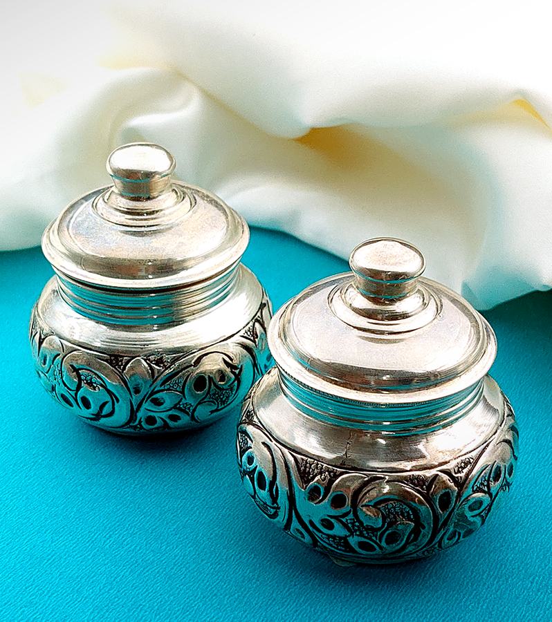 Intricate and Exquisite Silver Kumkum Bowls