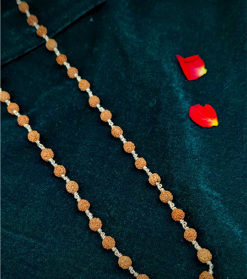 Auspicious Silver Rudraksha Mala