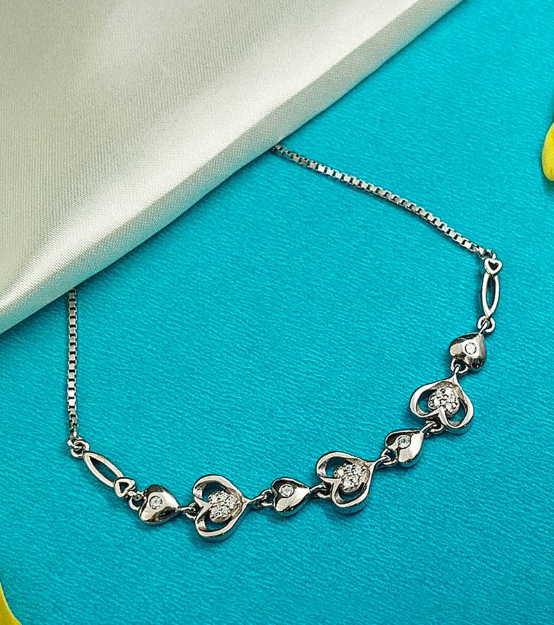 Silver Heart Multi-Charm Adjustable Bolo Bracelet