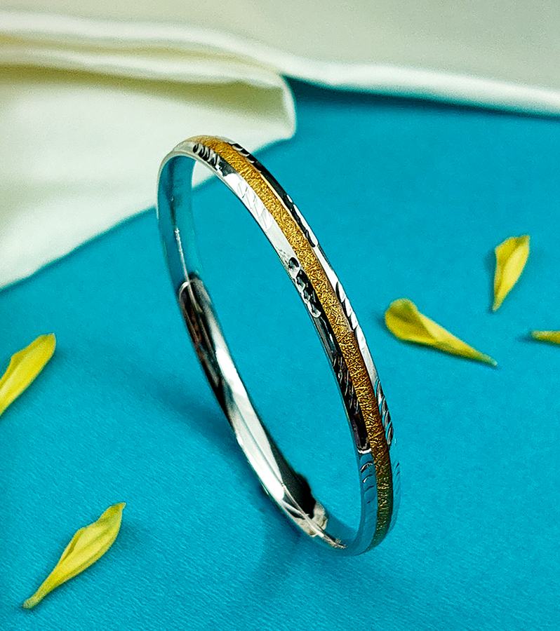 Regal Dual-Tone Two-Layer Silver Kada